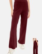 Shopika Pantaloni largi si drepti casual din tricotaj fin bordo