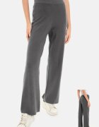Shopika Pantaloni largi si drepti casual din tricotaj fin gri