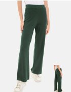 Shopika Pantaloni largi si drepti casual din tricotaj fin verde inchis