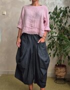 Shopika Pantaloni oversize gri denim cu croiala ampla si buzunare