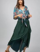 Shopika Pantaloni petrecuti din matase si vascoza verzi tip salvari