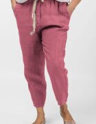 Shopika Pantaloni roz inchis din in pana cu snur alb