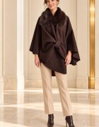 Shopika Poncho dama maro elegant cu guler din blanita