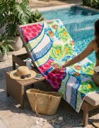 Shopika Prosop reversibil de plaja Tropical Bloom cu doua fete si imprimeu floral exotic