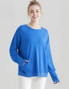 Shopika Pulover cu detalii lurex si nasturei pe spate albastru