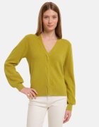 Shopika Pulover cu impletitura decorativa si decolteu in V verde oliv