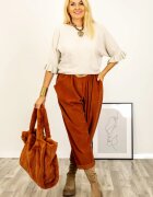 Shopika Pulover cu maneci scurte si volane la mansete din vascoza bej