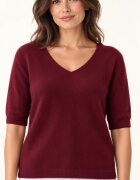 Shopika Pulover dama cu maneca scurta raglan si decolteu in V bordo
