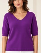 Shopika Pulover dama cu maneca scurta raglan si decolteu in V mov intens