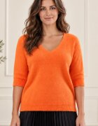 Shopika Pulover dama cu maneca scurta raglan si decolteu in V portocaliu