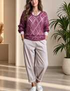 Shopika Pulover dantelat cu mohair cu model foarte fin pulover casual chic bordo