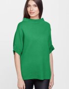 Shopika Pulover elegant cu maneca scurta si nasture din vascoza verde