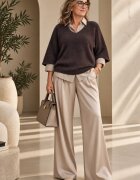 Shopika Pulover fin cu alpaca oversize cu maneca fluture maro