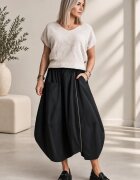 Shopika Pulover lejer cu maneci fluture si decolteu in V bej