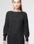 Shopika Pulover negru slylish lung cu decolteu si funde la spate