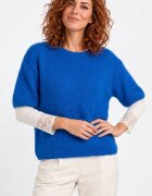 Shopika Pulover pufos cu maneca scurta cu mohair si lana albastru electric