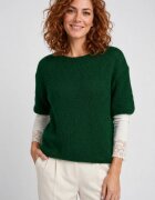 Shopika Pulover pufos cu maneca scurta cu mohair si lana verde inchis