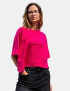 Shopika Pulover versatil cu maneca fluture din vascoza fucsia