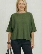 Shopika Pulover versatil cu maneca fluture din vascoza kaki