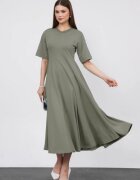 Shopika Rochie ampla lunga clos din jerseu de bumbac kaki