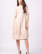 Shopika Rochie bej lalea cambrata cu fermoar din poplin de bumbac
