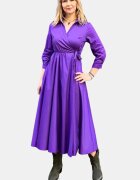 Shopika Rochie clos petrecuta din poplin de bumbac mov