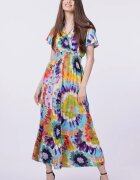 Shopika Rochie cu talia evidentiata si bust petrecut imprimeu floral predominant turcoaz