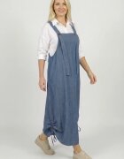 Shopika Rochie de vara tip sarafan lung cu bretele si snur reglabil din denim subtire bleu