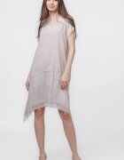 Shopika Rochie din in cu volan din matase naturala si colturi bej