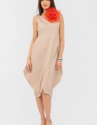 Shopika Rochie din poplin de bumbac petrecuta cu colturi laterale bej