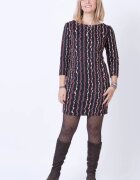 Shopika Rochie eleganta neagra cu bordo si bej si lurex auriu
