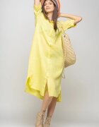 Shopika Rochie galbena tip camasa din in