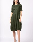 Shopika Rochie kaki lalea cambrata cu fermoar din poplin de bumbac