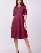Shopika Rochie lalea cambrata din jerseu punto milano bordo