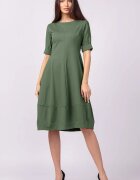 Shopika Rochie lalea cambrata din jerseu punto milano kaki