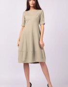 Shopika Rochie lalea cambrata din vascoza elastica bej