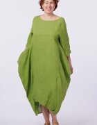Shopika Rochie lalea in colturi din in verde olive