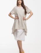 Shopika Rochie lejera din bumbac cu doua straturi si croi asimetric alb-bej