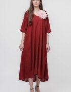 Shopika Rochie lunga A-line oversize din in bordo