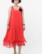 Shopika Rochie lunga A-line suprapusa din matase si vascoza rosie