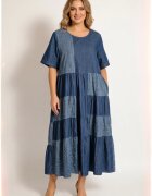 Shopika Rochie lunga din denim cudesign patchwork si croi lejer