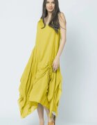 Shopika Rochie lunga in colturi din batist de bumbac galben