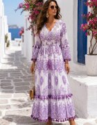 Shopika Rochie lunga inspirata de ceramica siciliana si farmecul Mediteranei mov