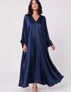 Shopika Rochie lunga tip caftan din satin cu matase si vascoza - bleumarin