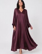 Shopika Rochie lunga tip caftan din satin cu matase si vascoza - bordo
