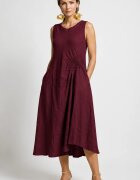 Shopika Rochie midi asimetrica din in cu croiala ampla A-line si detaliu drapat visinie
