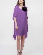 Shopika Rochie midi dreapta din matase si vascoza cu funda pe spate mov