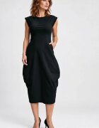 Shopika Rochie midi elastica cu croi lalea si buzunare laterale neagra