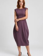 Shopika Rochie midi elastica cu croi lalea si buzunare laterale visinie