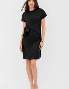 Shopika Rochie midi neagra din vascoza petrecuta pe talie